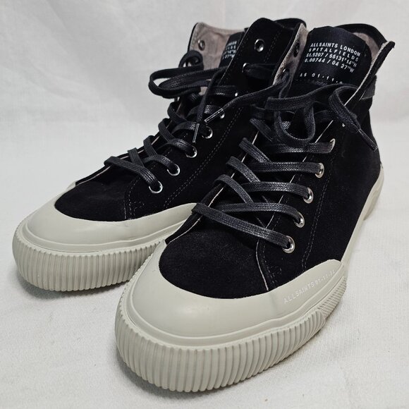 All Saints Dumont Suede High Top Sneaker Shoes Black Men's Size EU 41- US 8 - Picture 3 of 10